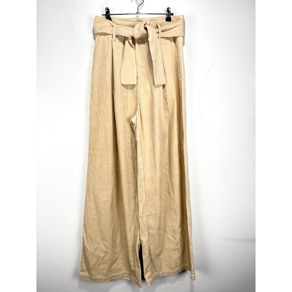 Shades of Grey x Micah Cohen Wide Leg Pants Women Small Beige Cotton Flowy Baggy